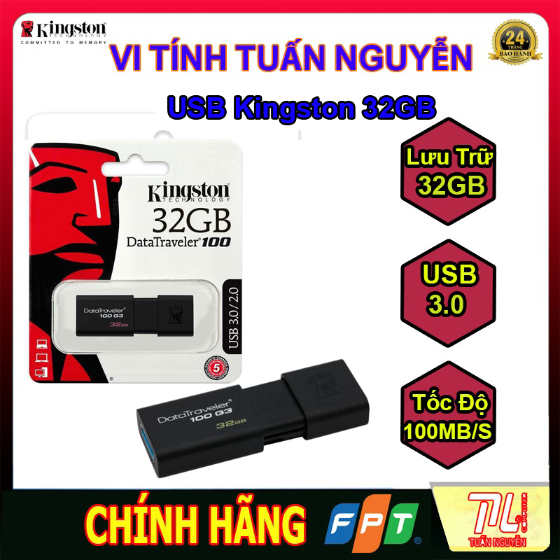 USB Kingston 32GB 3.0 Chính Hãng Vĩnh Xuân