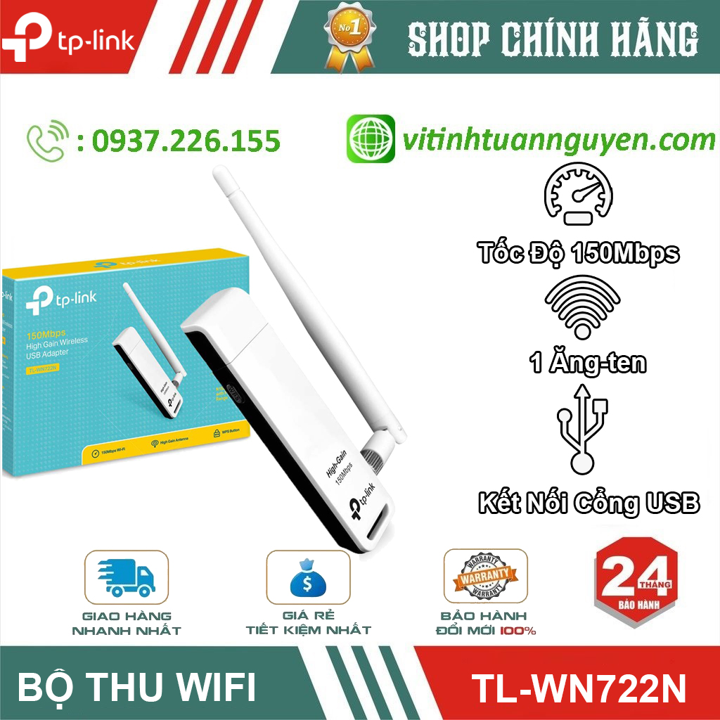 USB Thu Wifi Tplink 1 Anten 722N
