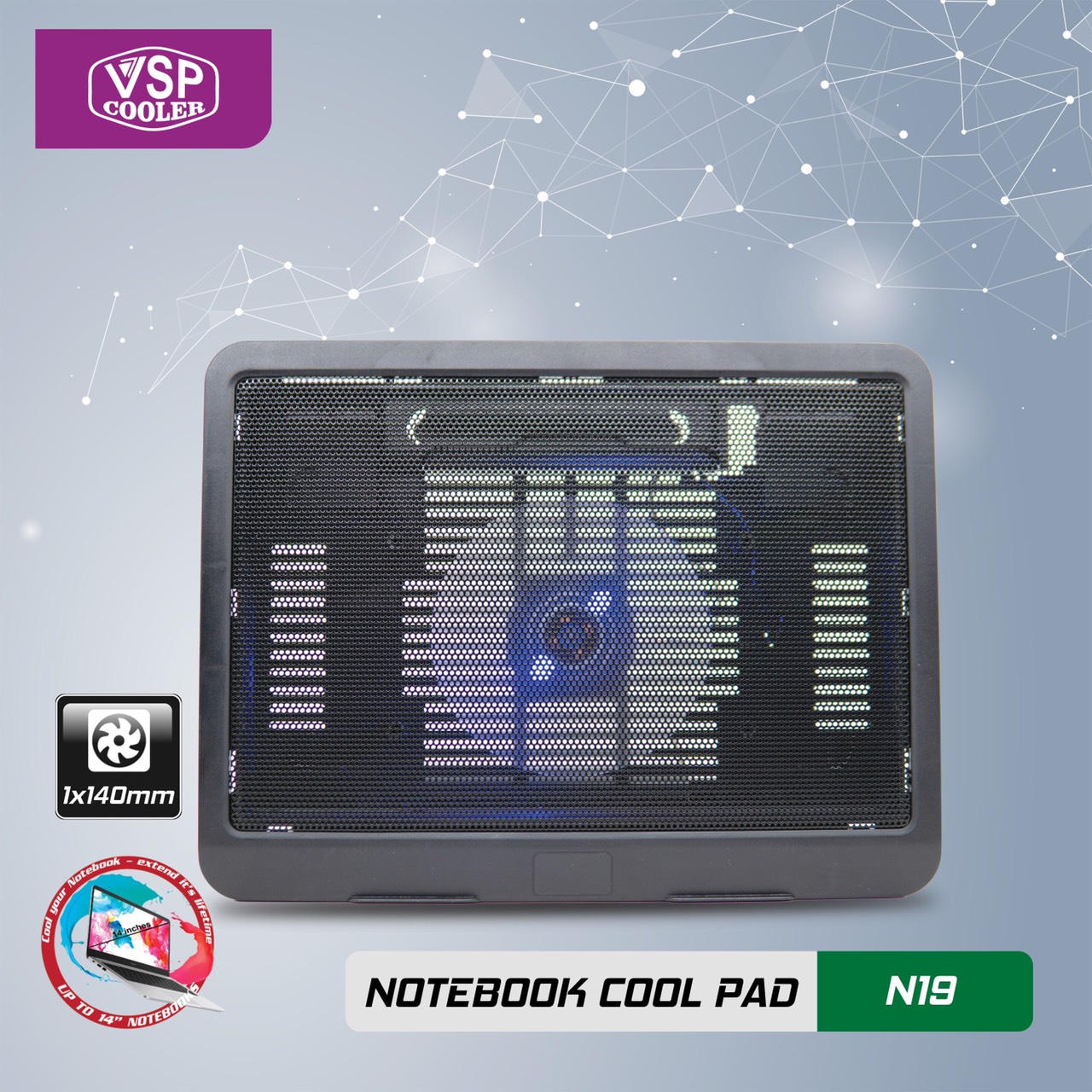 Quạt Tản Nhiệt VSP Cooler N19 (1 Fan 14CM)