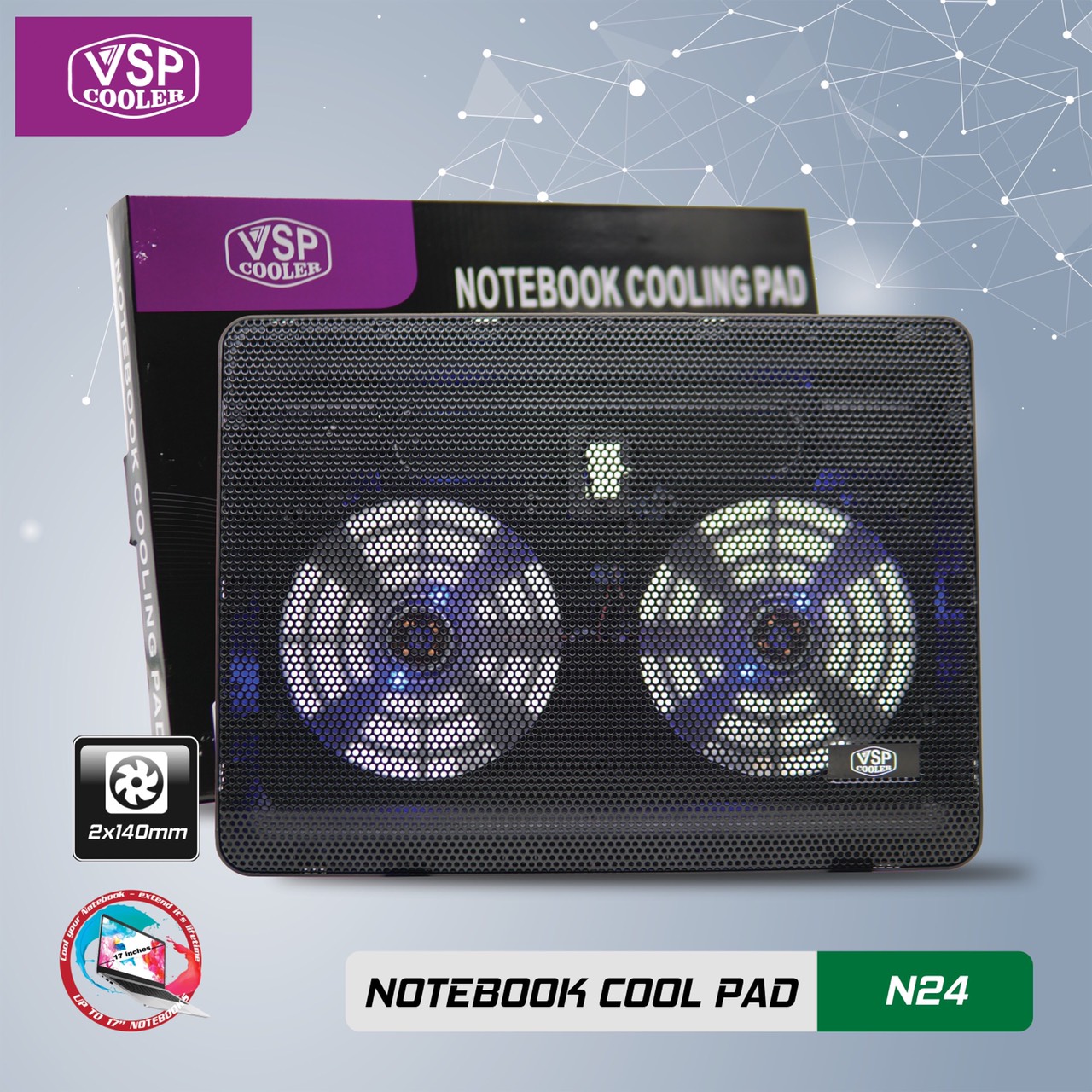 Quạt Tản Nhiệt VSP Cooler N24 (2 Fan 14CM)