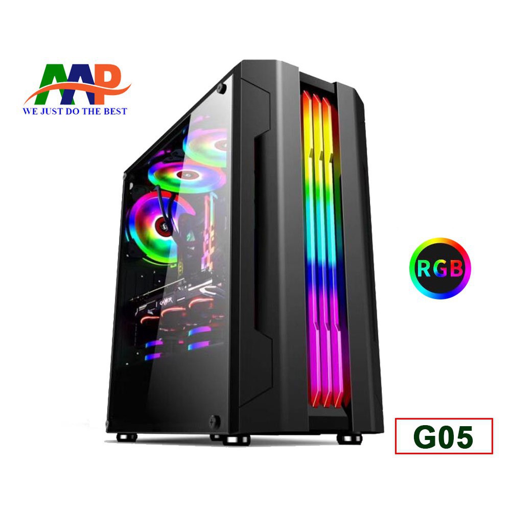 Case AAP G05 GAMING (Hông Trong Suốt + Led RGB)