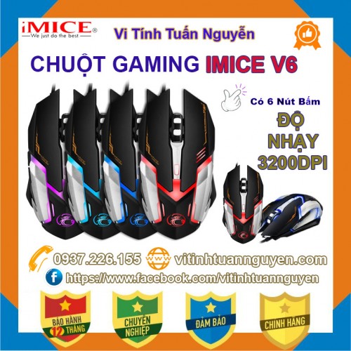 Chuột Gaming IMICE V6 Dây Dù Led 7 Màu