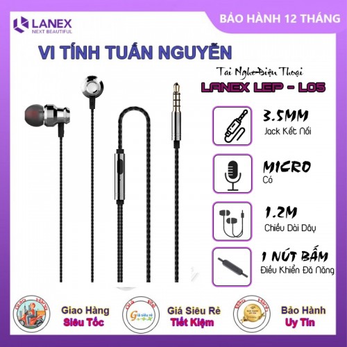 Tai Nghe Điện Thoại Lanex Lep - L05 Tpe Jack 3.5mm Có Míc Dài 1m2