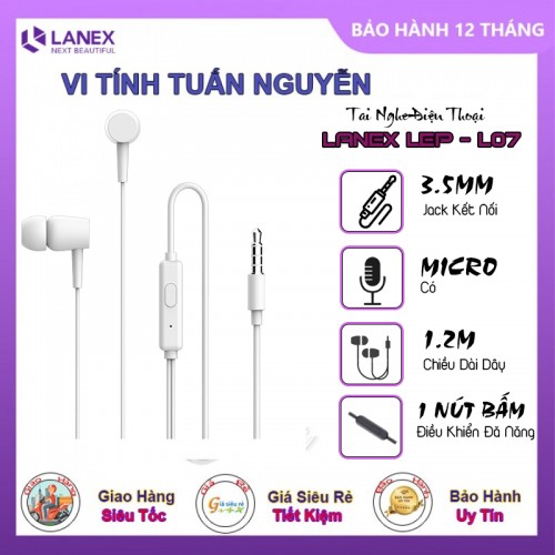 Tai Nghe Điện Thoại Lanex Lep - L07 Tpe Jack 3.5mm Có Mic Dài 1.2m