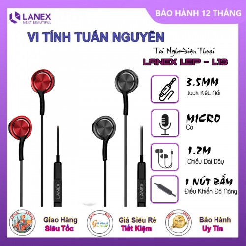 Tai Nghe Điện Thoại Lanex Lep - L13 Tpe Jack 3.5mm Có Mic Dài 1.2m