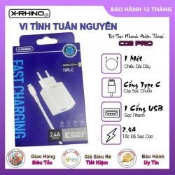 Bộ Sạc Nhanh X-RHINO C02 PRO 1 Cổng USB Type C 2.4A Dài 1M