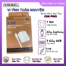 Bộ Sạc Nhanh X-RHINO C06 PRO 2 Cổng USB Lighning 2.4A Dài 1M