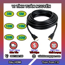 Dây HDMI 10M Tròn Trơn Màu Đen 7.0