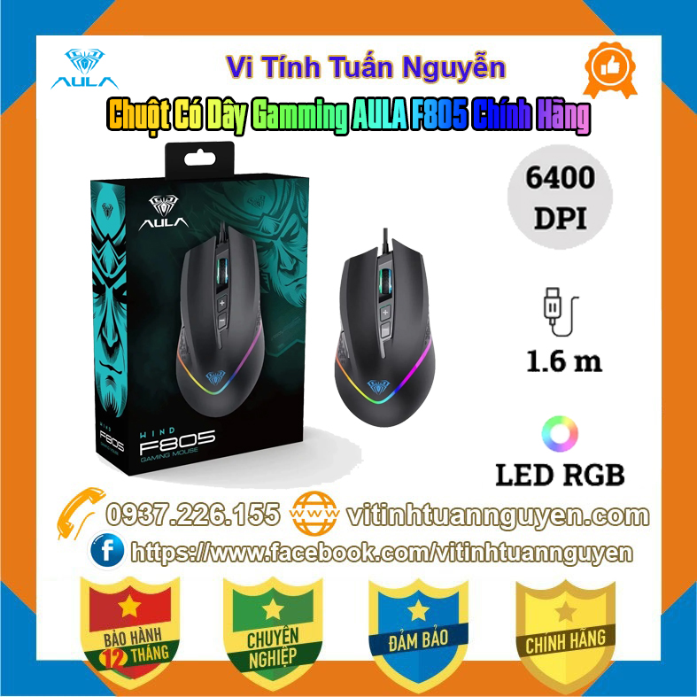 Chuột Có Dây Gamming AULA F805 Chính Hãng