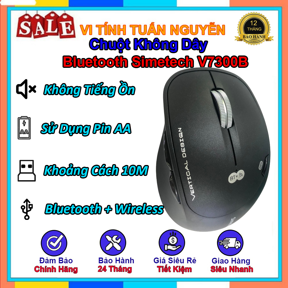 Chuột Không Dây + Bluetooth Simetech V7300B